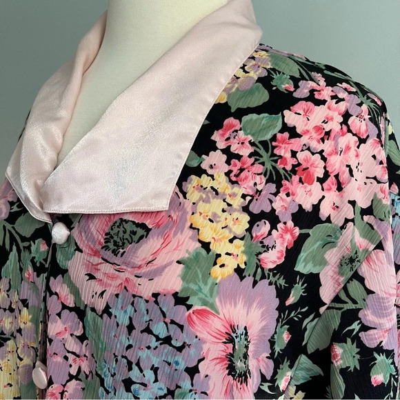 Vintage Victoria’s Secret  Gold Label Floral Pink Sleep Shirt/Gown Size M/L - Picture 6 of 11